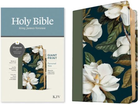 KJV Personal Size Giant Print Bible, Filament Enabled (Leatherlike, Magnolia Sage Green, Red Letter) Sale